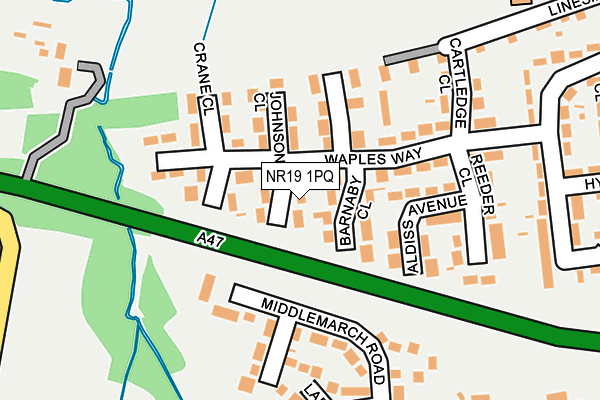 NR19 1PQ map - OS OpenMap – Local (Ordnance Survey)