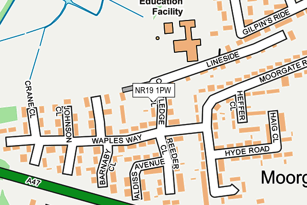 NR19 1PW map - OS OpenMap – Local (Ordnance Survey)