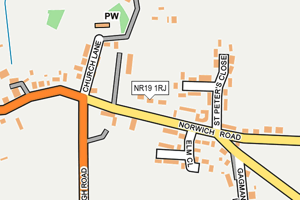 NR19 1RJ map - OS OpenMap – Local (Ordnance Survey)