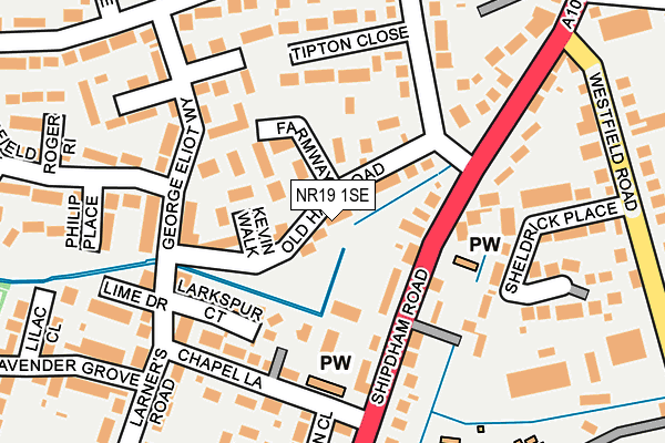 NR19 1SE map - OS OpenMap – Local (Ordnance Survey)