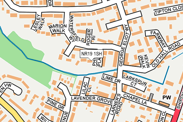 NR19 1SH map - OS OpenMap – Local (Ordnance Survey)