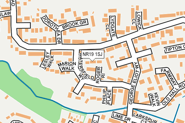 NR19 1SJ map - OS OpenMap – Local (Ordnance Survey)