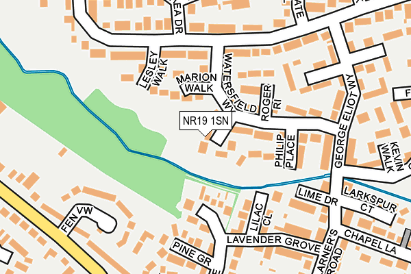 NR19 1SN map - OS OpenMap – Local (Ordnance Survey)