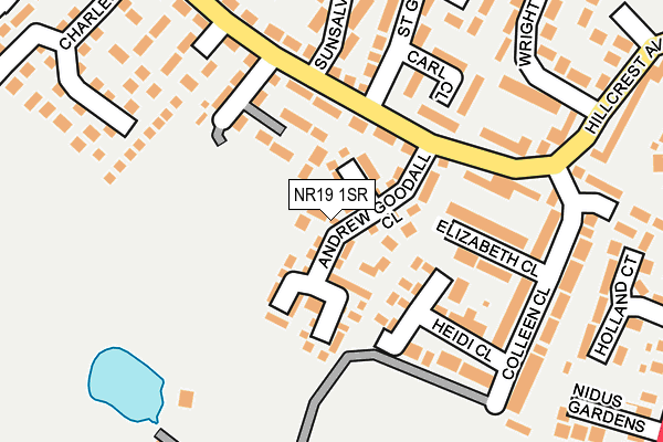 NR19 1SR map - OS OpenMap – Local (Ordnance Survey)