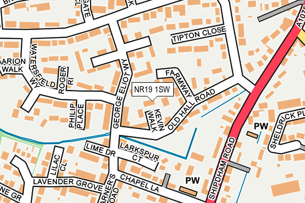NR19 1SW map - OS OpenMap – Local (Ordnance Survey)
