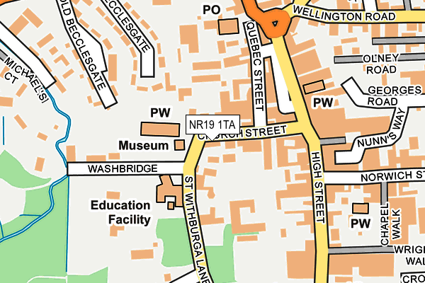 NR19 1TA map - OS OpenMap – Local (Ordnance Survey)