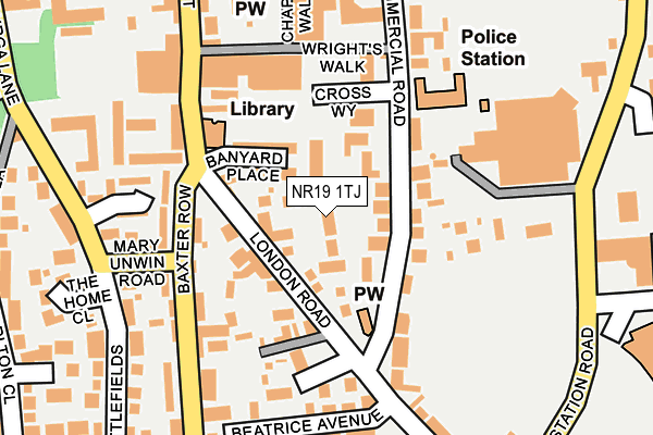 NR19 1TJ map - OS OpenMap – Local (Ordnance Survey)