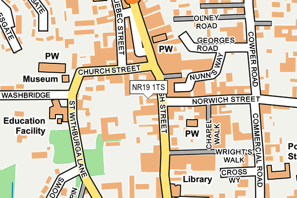 NR19 1TS map - OS OpenMap – Local (Ordnance Survey)