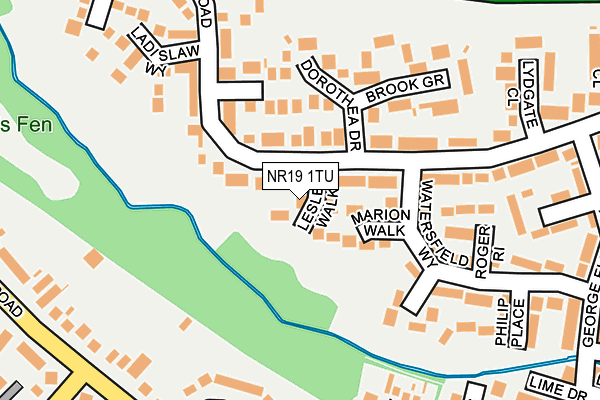 NR19 1TU map - OS OpenMap – Local (Ordnance Survey)