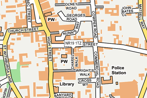 NR19 1TZ map - OS OpenMap – Local (Ordnance Survey)