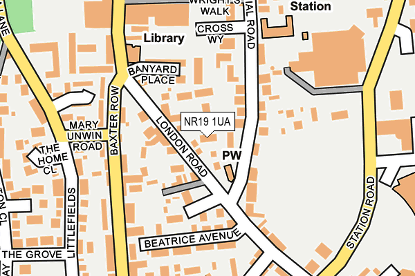 NR19 1UA map - OS OpenMap – Local (Ordnance Survey)