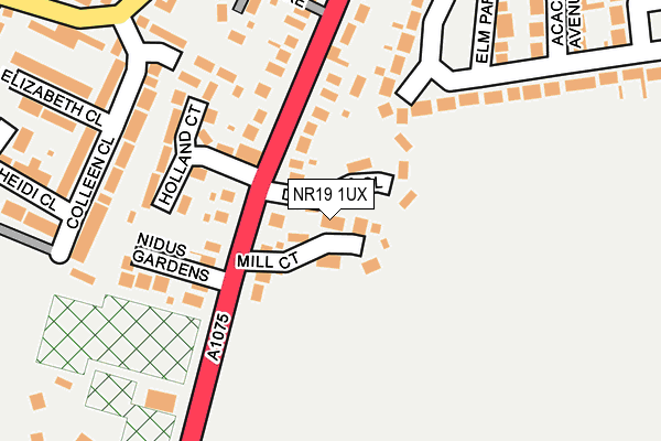 NR19 1UX map - OS OpenMap – Local (Ordnance Survey)