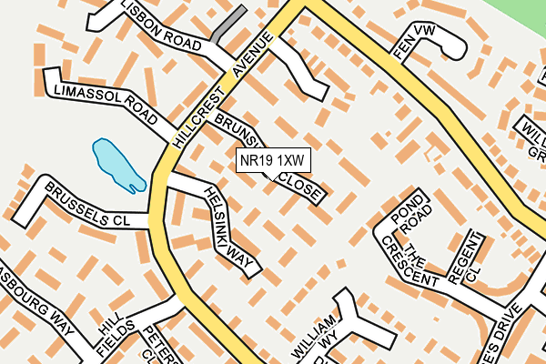 NR19 1XW map - OS OpenMap – Local (Ordnance Survey)
