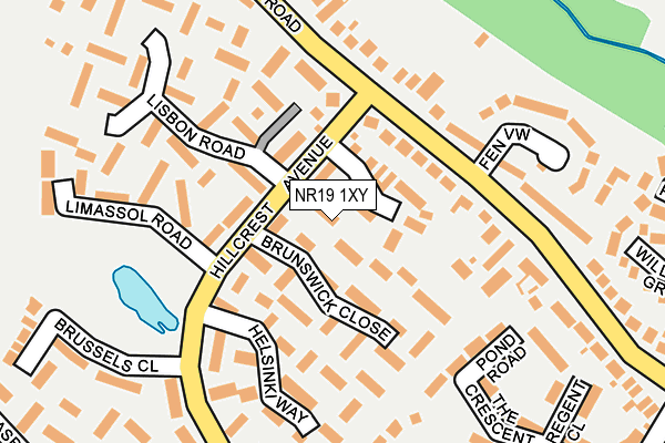 NR19 1XY map - OS OpenMap – Local (Ordnance Survey)