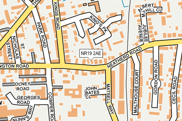 NR19 2AE map - OS OpenMap – Local (Ordnance Survey)