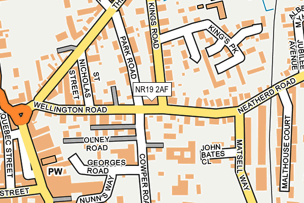 NR19 2AF map - OS OpenMap – Local (Ordnance Survey)