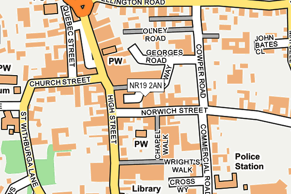 NR19 2AN map - OS OpenMap – Local (Ordnance Survey)