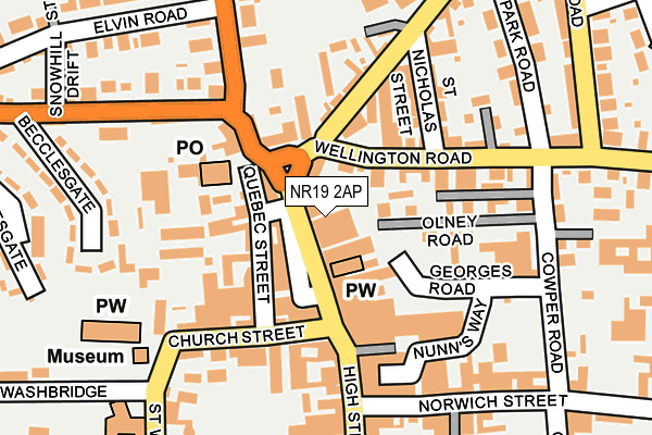 NR19 2AP map - OS OpenMap – Local (Ordnance Survey)