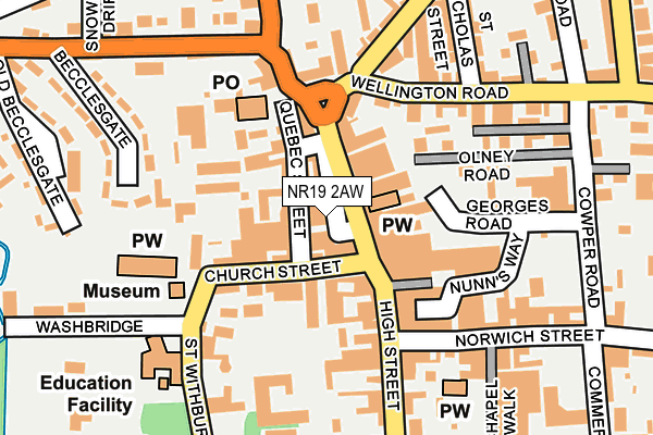 NR19 2AW map - OS OpenMap – Local (Ordnance Survey)