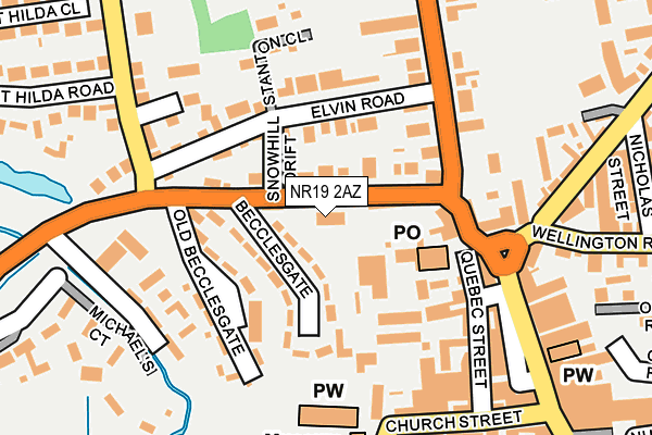 NR19 2AZ map - OS OpenMap – Local (Ordnance Survey)