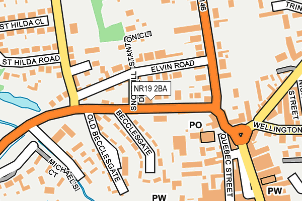 NR19 2BA map - OS OpenMap – Local (Ordnance Survey)