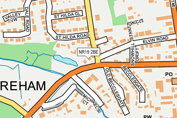 NR19 2BE map - OS OpenMap – Local (Ordnance Survey)