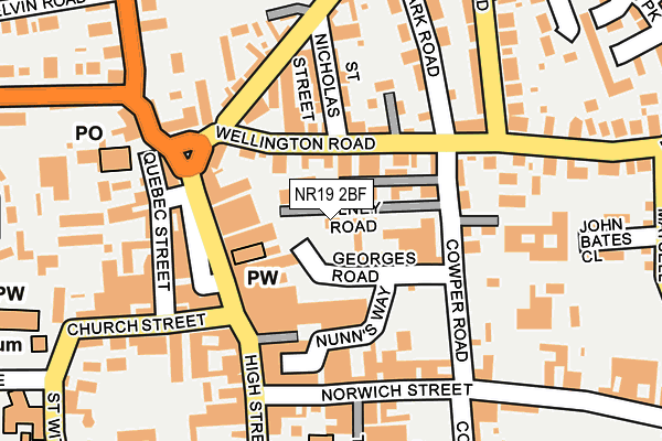 NR19 2BF map - OS OpenMap – Local (Ordnance Survey)