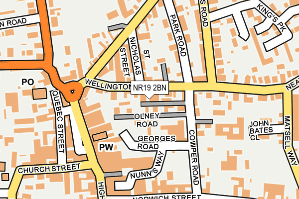 NR19 2BN map - OS OpenMap – Local (Ordnance Survey)