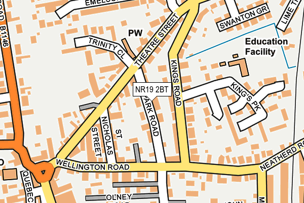 NR19 2BT map - OS OpenMap – Local (Ordnance Survey)