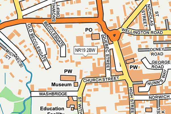 NR19 2BW map - OS OpenMap – Local (Ordnance Survey)