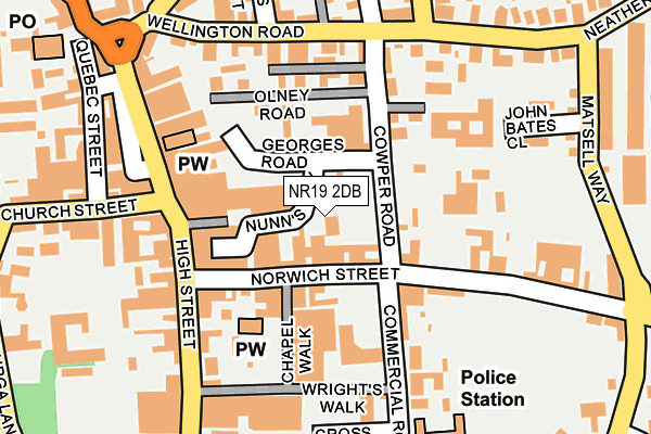 NR19 2DB map - OS OpenMap – Local (Ordnance Survey)