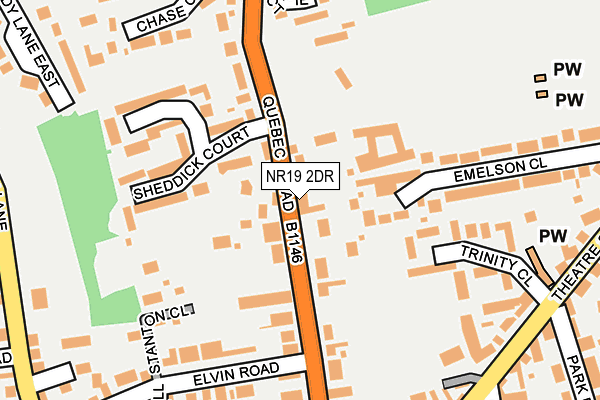 NR19 2DR map - OS OpenMap – Local (Ordnance Survey)