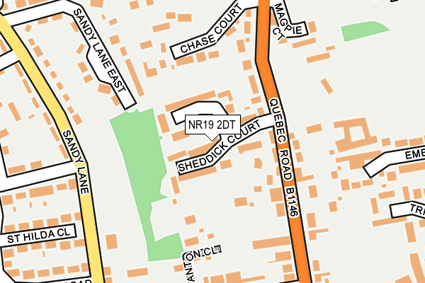 NR19 2DT map - OS OpenMap – Local (Ordnance Survey)