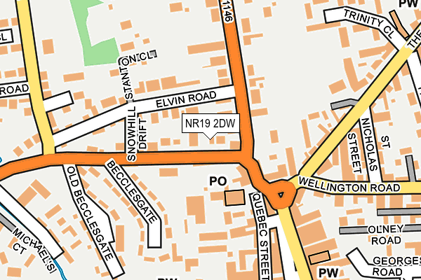 NR19 2DW map - OS OpenMap – Local (Ordnance Survey)