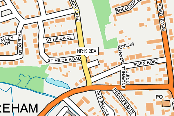 NR19 2EA map - OS OpenMap – Local (Ordnance Survey)