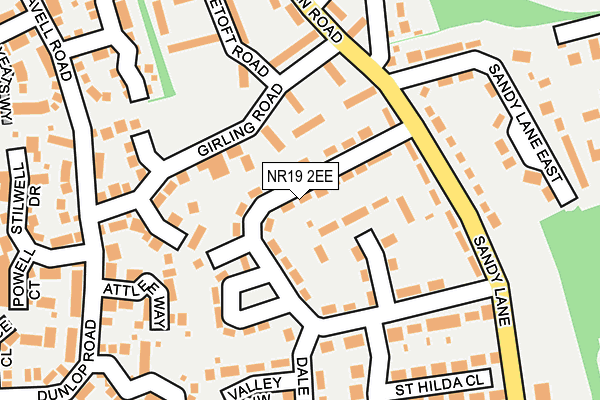 NR19 2EE map - OS OpenMap – Local (Ordnance Survey)