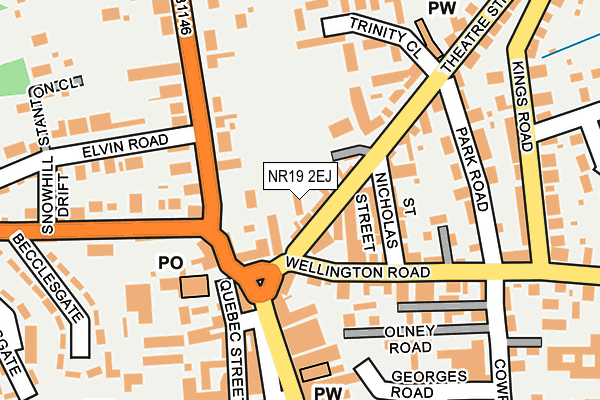 NR19 2EJ map - OS OpenMap – Local (Ordnance Survey)