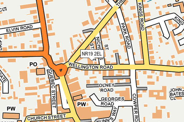 NR19 2EL map - OS OpenMap – Local (Ordnance Survey)