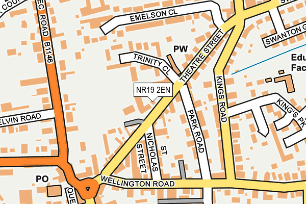 NR19 2EN map - OS OpenMap – Local (Ordnance Survey)