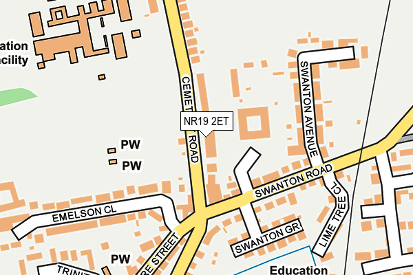 NR19 2ET map - OS OpenMap – Local (Ordnance Survey)