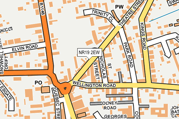 NR19 2EW map - OS OpenMap – Local (Ordnance Survey)