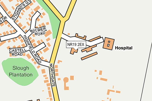 NR19 2EX map - OS OpenMap – Local (Ordnance Survey)