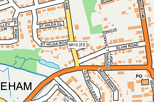 NR19 2FE map - OS OpenMap – Local (Ordnance Survey)