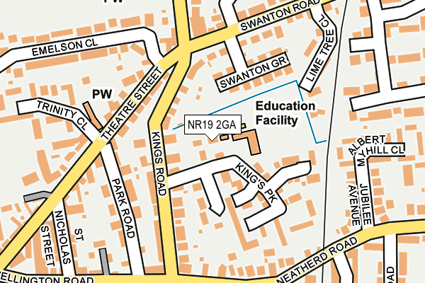 NR19 2GA map - OS OpenMap – Local (Ordnance Survey)