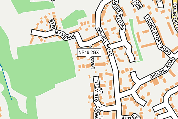 NR19 2GX map - OS OpenMap – Local (Ordnance Survey)