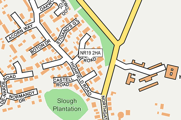 NR19 2HA map - OS OpenMap – Local (Ordnance Survey)