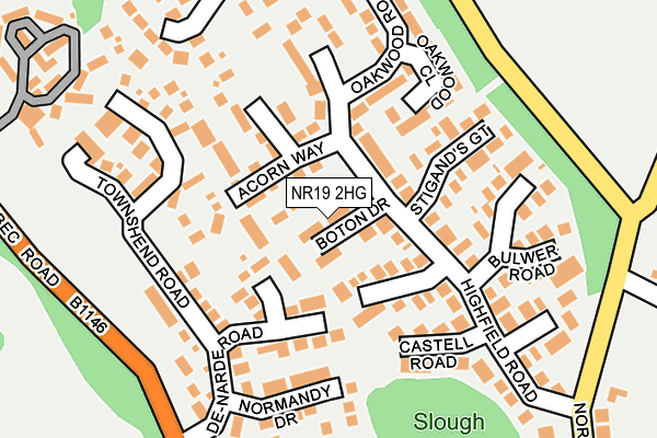 NR19 2HG map - OS OpenMap – Local (Ordnance Survey)