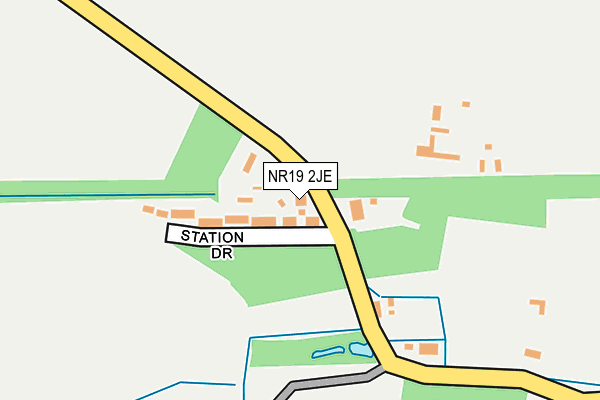 NR19 2JE map - OS OpenMap – Local (Ordnance Survey)