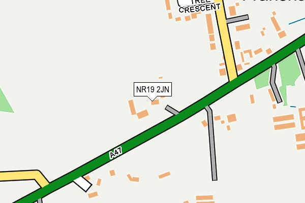 NR19 2JN map - OS OpenMap – Local (Ordnance Survey)