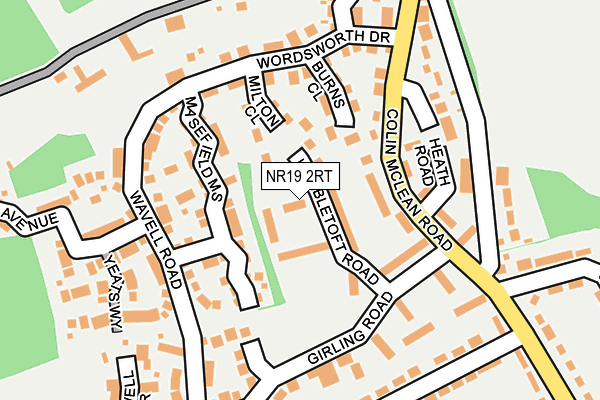 NR19 2RT map - OS OpenMap – Local (Ordnance Survey)